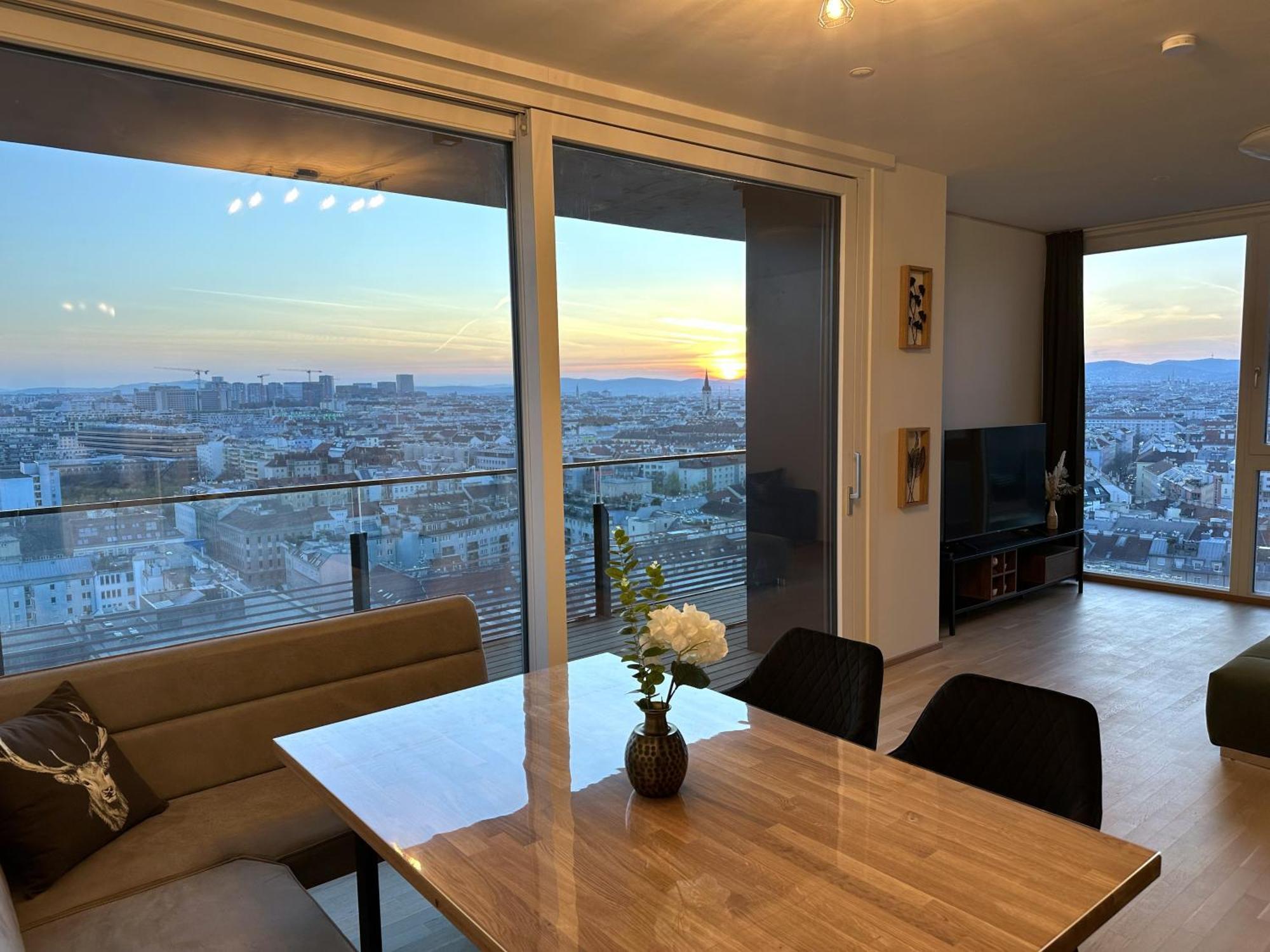Panorama Sky Apartment I Rooftop Pool I Metro Station فيينا المظهر الخارجي الصورة